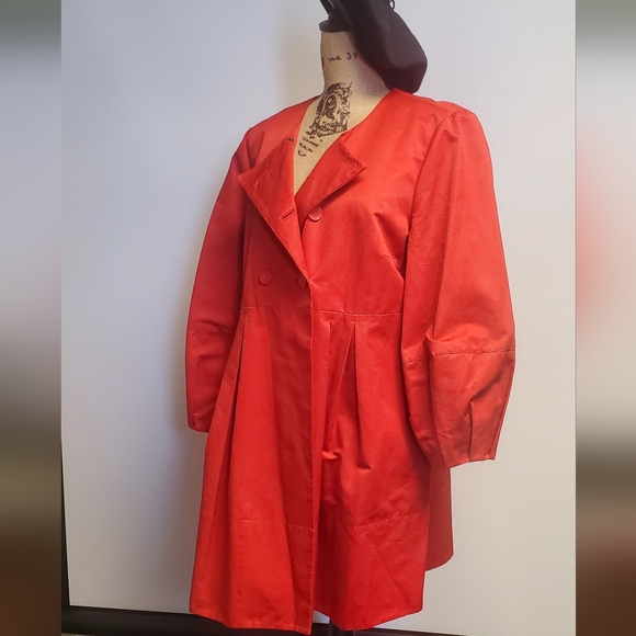 DKNYC Jackets & Blazers - Trendy Red Puff Sleeve Double-breasted Pea Coat XL